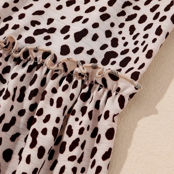 Leopard Animal Print Tiered Long Sleeve Dress - Picture 9 of 12